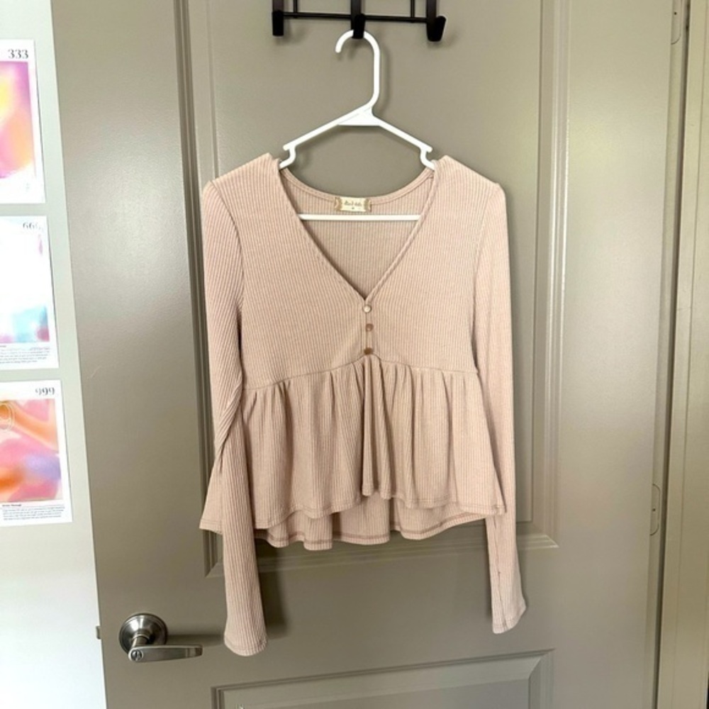 NWOT Altar’d State Cropped Light Brown Blouse Top